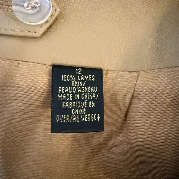 NWT DANA BUCHMAN Beige Taupe 100% Lambskin Classic Pencil Skirt Women’s Size 12 - Picture 10 of 16